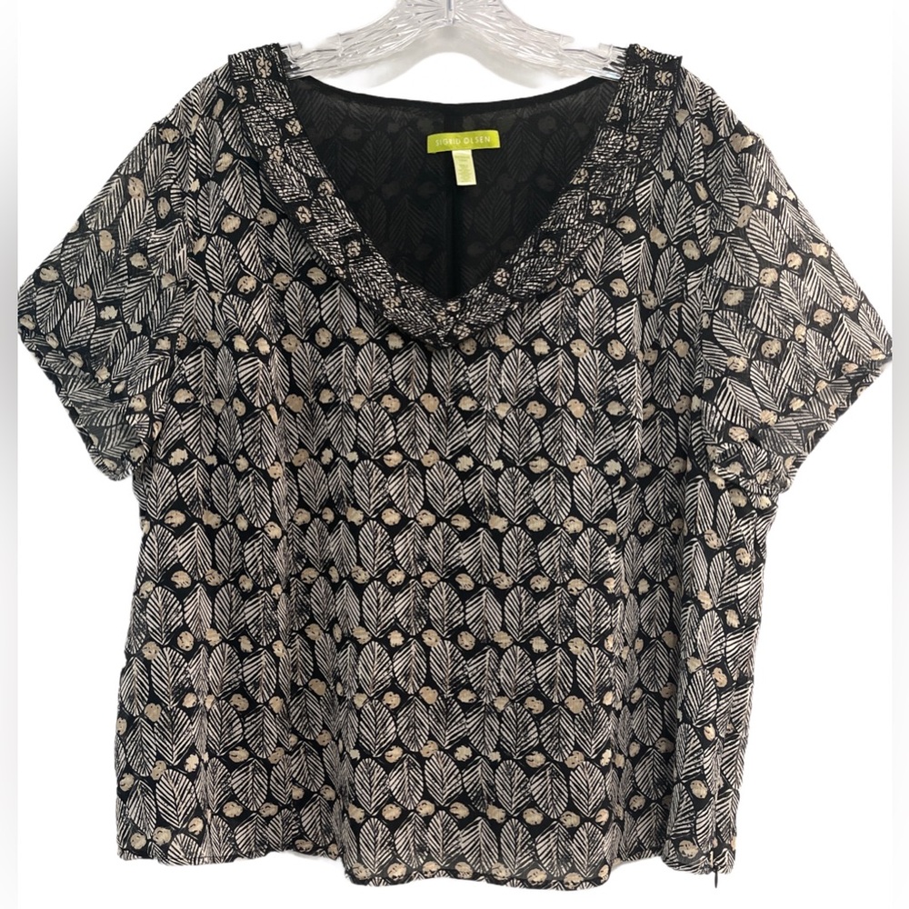 SIGRID OLSEN Boxy Short Sleeve Chiffon Blouse         Size 18W